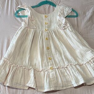 Adorable Cream Button-Down Kids Dress